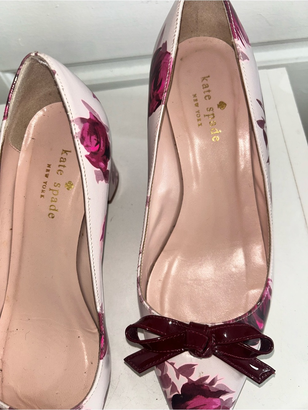 Kate Spade Floral Bow Block Heel Pumps Made in Italy Size 6.5 - Picture 5 of 10